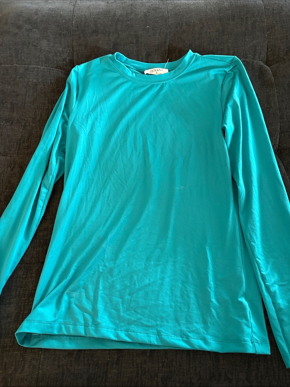 Zenana Teal Long-Sleeve Crewneck Top